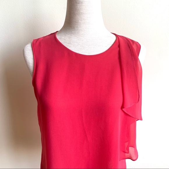 ZARA BASIC Dark pink ruffled sleeveless blouse XS Extra small - Picture 9 of 9